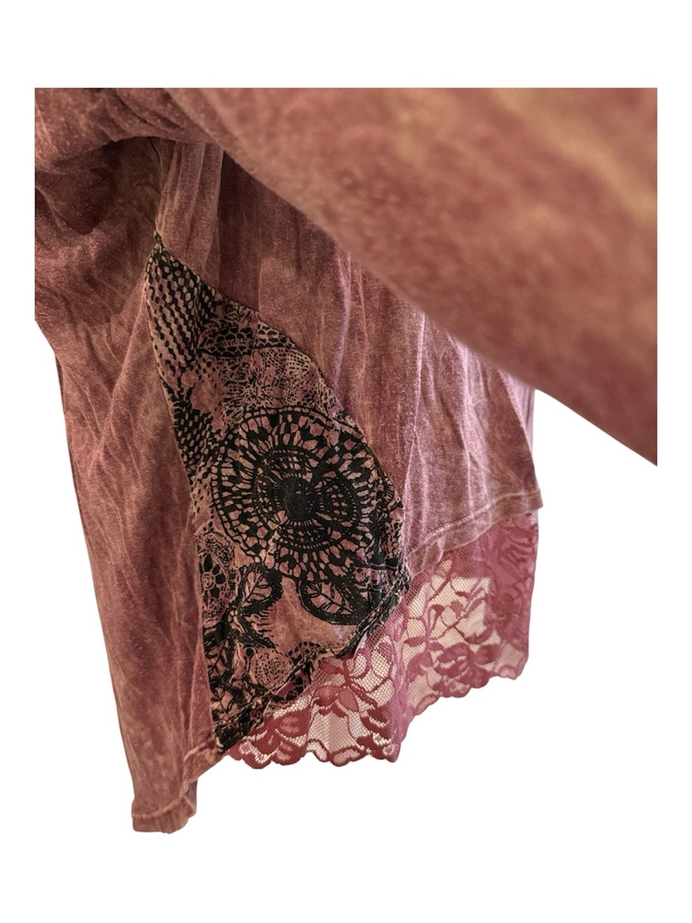 gimmicks by BKE Crochet-Trim Mauve Lace-Hem Tunic Top - Picture 3 of 10